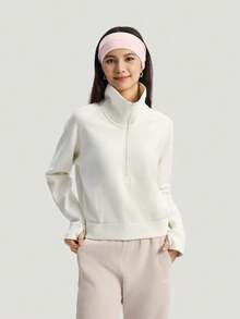 Adidas 女款 SFL HZ SWT 針織休閒衛衣 KH0207 - 白色 - 查看 1