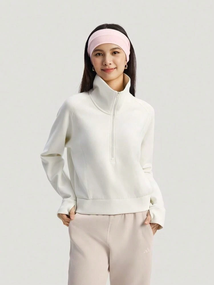 Adidas 女款 SFL HZ SWT 針織休閒衛衣 KH0207 - 白色 - 查看 1