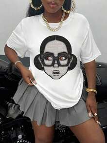 Slayr Casual Pattern Print With Dropped Shoulders T Shirt,Summer Patterns T Shirt,Pattern T Women's T-Shirt - 白色 - 查看 9