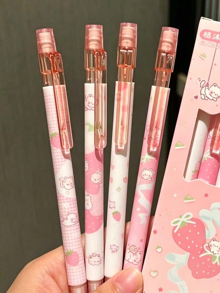4pcs Strawberry Automatic Pencil Student 0.5mm No-Sharpening Pencil Grape Durable Lead Student Activity No-Sharpening Pencil - Multicolor - View 1