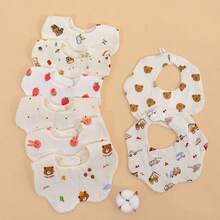 3pcs Gauze Petal Bibs Drool Bibs Baby Bibs Rotating Gauze Bibs - Multicolor - View 2