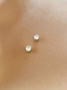 Men's Magnetic Ear Studs, No Piercing Required, Cubic Zirconia Decorated Clip-On Earrings,Halloween Costume - Multicolor - View 6