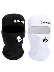 1/2PCS Men's & Women's Letter Printed Ski Mask Balaclava Mask, Available In Multiple Colors, Suitable For Skiing, Travel, Motorcycles, And Daily Wear. - Multicolor - View 9