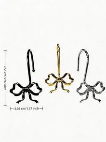 24/12pcs Shower Curtain Hooks, Rust-Proof Zinc Alloy Curtain Rings, Decorative Bow-Shaped S-Hooks, Suitable For Bathroom, Bedroom, Living Room, Home Decor, Holiday Party, Hotel - Multicolor - View 11