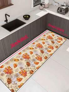 1 Pc Red Maple Leaf Pattern Kitchen Mat, 3.5 Mm Soft Rubber That Absorbs Water And Is Easy To Clean. Suitable For Corridors, Bathrooms, Living Rooms, Outdoor Door Mats, And Toilets. Useable Throughout The Year And For Various Holidays. - Multicolor - View 12