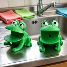 Frog-Shaped Sponge & Dish Brush Holder With Drainage System, Cute Frog Design, Suitable For Countertop, Dish Rack, Plastic Material, Fits Sponges, Dishcloths, Brushes, Hygienic Storage Solution - Multicolor - View 1