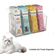 1 buah Kotak Penyimpanan Camilan Kucing yang Bisa Dijilat, Rak Penyimpanan Snack Akrilik untuk Meja, Wadah Penyimpanan Makanan Kucing yang Dapat Diremas dengan Sekat yang Dapat Dilepas, Pengatur Camilan Basah untuk Kucing, Cocok untuk Lemari Dapur, Rak Penyimpanan Makanan, Kulkas, Kotak Penyimpanan Multifungsi yang Hemat Ruang - Normal - View 2