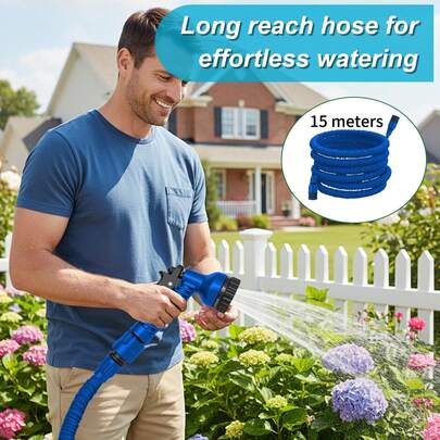JRASPIIEM Tuyau d'arrosage de jardin 50 pieds, tuyau d'eau portable, tuyau d'arrosage de jardin flexible pour jardin, pelouse, lavage de voiture, irrigation, utilisé pour l'irrigation du jardin, le lavage de voiture, le bain des animaux de compagnie