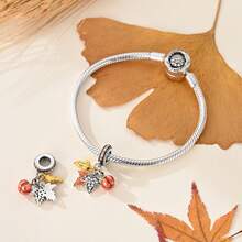 1 Pc 18K Gold Plated Autumn Maple Leaf Wheat Acorn Sunflower Series Charm Fit Bracelet For Diy Jewelry Making, Ideal Choice For Women Jewelry Gift - Gold Or Silver - View 3