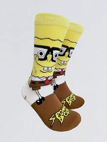 SpongeBob SquarePants 7/3/1入中性趣味卡通印花襪，適合日常穿著、旅行、學校，低筒短襪學生船襪，聖誕禮物、旅行禮物、婚禮禮物、聖誕派對禮物，送給媽媽、爸爸、男性生日禮物、新年禮物、朋友的趣味禮物 - 彩色 - 查看 3