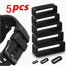 5pcs Watch Band Fixing Rings Buckle 18/20/22MM Rubber Ring Buckle Watch Smart Sports Silicone Accessories Replacement Watch Band Parts Suitable For Most Watches - Black (No Fixed Point) - View 1