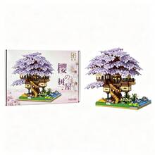 Cherry Blossom Tree House Building Blocks Set, Large Scenery Architecture Model, DIY Assembly Desktop Decor Ornament, Premium Collectible Gift For Building Enthusiasts - Multicolor - View 15