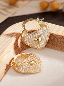 1 Pair Elegant Cubic Zirconia Hoop Earrings For Women, Wedding Anniversary Accessory Gift - 1# - View 7