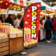 Commercial Popcorn Feather Flag, 7.2ft Outdoor Tear-Resistant Polyester Advertising Arch Banner (Includes Flag Pole And Ground Stakes) - Suitable For Stores, Parties And Storefront Decoration - Popcorn - View 4