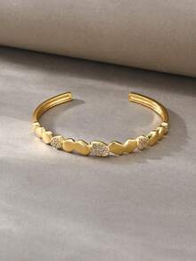 金色手鍊套組，多功能紋理銅材質鑲鋯石，適合日常穿戴、聚會、約會、派對，適合作為禮物 - 金色 - 查看 4