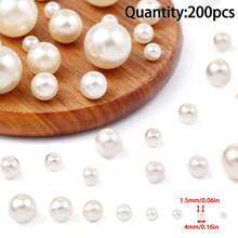 4-16mm Ngà voi ABS Ngọc trai Giả Hạt Với Thẳng Lỗ Đối với Quý cô Vòng tay & Vòng cổ DIY Làm đồ trang sức Chất liệu - Lỗ thẳng màu be - Xem 20