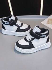 1 Pair Non-Slip Flat Shoes, All-Season Breathable Lightweight Casual Sneakers, Daily Campus White Shoes - Black - View 4