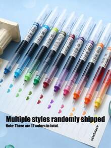 24pcs-Direct Liquid Type Colorful Rollerball Pens, Quick-Dry Fine Tip 0.5mm Neutral Ink Pens, Smooth Writing Without Smudging, Tr, First Day Of School - Multicolor - View 8