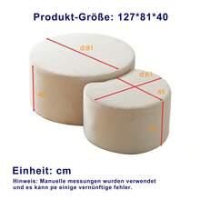 Kaffeetisch-Set, 2-Teilig , Gepolsterte Runde Kaffeetische, Set Mit 2 Stu Ck Fu R Das Wohnzimmer, Moderner Runder Kaffeetisch Aus Schaumstoff, Beistelltisch, Ottoman, Keine Montage Erforderlich - 米色 - 查看 23