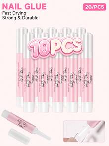 5/10/20/50PCS, 2g Compact With Super Strong Hold, Fast‑Drying & Long‑Lasting Nail Glue, Tip Needs To Be Cut Open Before Use, Precise Dot Dispensing, Y2K‑Style, For Acrylic Nails, False Nail Tips & Nail Rhinestone Decorations - 2g - View 12