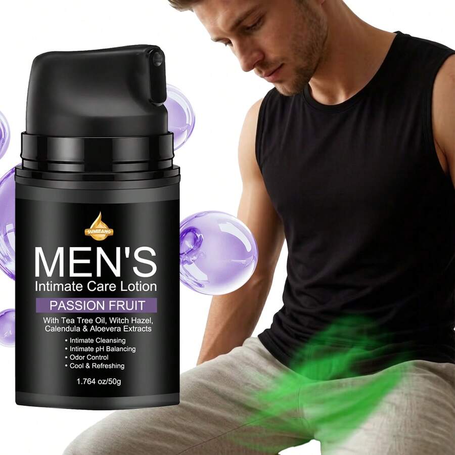 SUMIFANG Passion Fruit Men's Intimate Care Lotion, Combined With Tea Tree Oil, Witch Hazel, Calendula And Aloe Vera Multiple Plant Extracts, Balances Intimate PH Value, Gently Cleans And Soothes Intimate Area, 50g - View 1