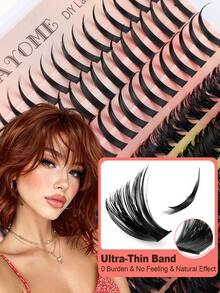 140/150 Pcs D-Curl Fluffy False Eyelash Clusters, Super Thick & Long Lash Clusters, Curled Individual Lashes, Thin & Long Lashes, Cartoon Effect Long Lashes, Suitable For Beginners Home Use. - Multicolor - View 8
