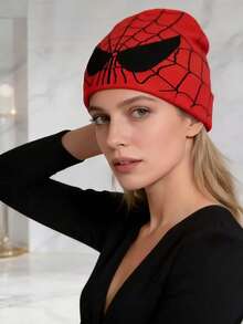 Disney Spider-Man Knit Hat | Spring/Winter Warm Hat, Spider Web Pattern & Eye Design | Soft Warm Hat, Suitable For Outdoor Sports, Running, Cycling | Unisex Casual Street Style Skull Cap Gift | Red Black Gray Blue - Knit Hat - View 3