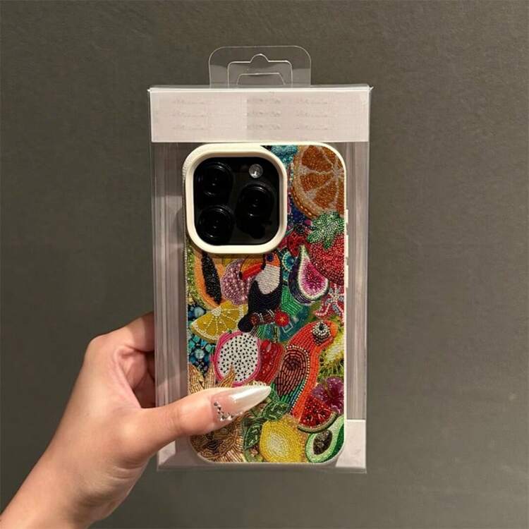 Evil Eye Beaded Pattern Printed Transparent Phone Case, Fruit Floral Lucky Charm Pattern Printed Anti-Drop Protective Cover Compatible With IPhone 13/11/17/17pro, Compatible With Samsung Galaxy/A54/A14/A12/A13 Waterproof Anti-Drop Anti-Scratch Durable Summer Gift Party - Multicolor - View 5