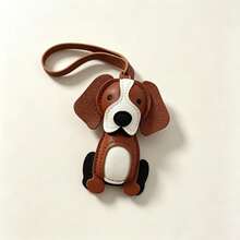 JRESSIAL Cute Border Collie Puppy Leather Keychain Pendant, Car Bag Charm, Bag Accessory, Key Ring - Brown - View 4