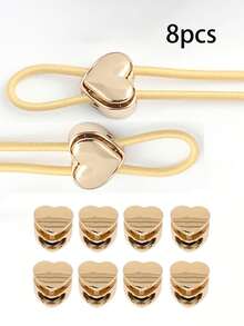 4pcs/8pcs Heart-Shaped Metal Adjustable Spring Buckle, Multi-Function Rope Clasp Fastener, Handmade Sewing DIY Accessories, Suitable For Hats, Umbrella Ropes, Shoelaces, Bags, Clothing, Pants Waist Drawstrings, Swim Goggles And Gloves Outdoor Gear, Multiple Colors Available (Gold, Silver, Black, Dark Gray), No-Sew Adjustable, Durable, Electroplated Metal Round Rope Lock, Drawstring Clip With Spring Buckle, Essential For Handmade Sewing - Heart - View 15