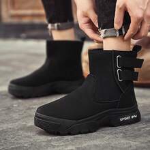 Sepatu Bot Pria Bertali Tinggi, Sepatu Bot Setengah Betis, Sepatu Bot Pergelangan Kaki dengan Perekat Velcro, Sepatu Pria - Hitam - View 8