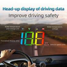 Reletech M4-HUD Colorful OBD Display: See Speed, Temp & Voltage Clearly On Your Windshield, Large Font & One-Click Control, Easy Plug-And-Play Setup With Anti-Glare HD Clarity - W2S - View 6
