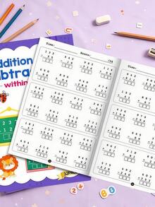 1 pieza Cuaderno de matemáticas de 3 dígitos, suma y resta hasta 1000, problemas aritméticos divertidos para estudiantes de primaria, libro de práctica cronometrada para el hogar, el aula y después de la escuela, cuaderno de matemáticas de primaria, suma y resta hasta 1000, uso educativo, cuaderno de práctica de matemáticas verticales para niños, hoja de trabajo de entrenamiento de habilidades matemáticas tempranas, adecuado para el currículo de 1er y 2do grado, incluyendo niños que aprenden aritmética matemática, hogar, aula escolar, cuaderno esencial de aritmética para la temporada de regreso a la escuela, primera opción de regalo para fiestas, Año Nuevo y cumpleaños - Multicolor - Ver 3