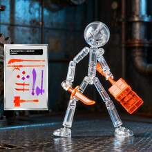 Cool Action Stickman Figurine, Multi-Joint Movable Humanoid Model, DIY Assembly Model, Suitable For Teenagers Office Desk Decoration, Gift, Party - Multicolor - View 17