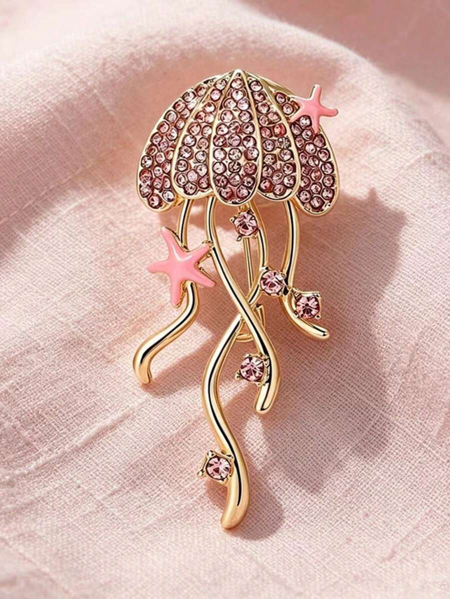 1件時尚海洋生物胸針 新款個性化精緻可愛水母胸針 奢華小眾高端極簡服飾配件別針 日常穿搭度假禮物 - 珊瑚粉 - 查看 1