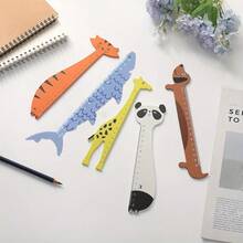 1pc Animal Shaped Ruler - Panda, Giraffe, Shark, Dog And Cat Designs - Combines Decorative And Practical Measuring Functions, Ideal Gift For Holidays, Classroom Supplies, Learning Supplies And Back To School Season - one-size - View 1