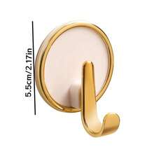 1Pc/4/8Pcs Gold Rim Round No-Drill Adhesive Hooks, Colorful Wall Hooks, Bathroom Towel Hooks, Key Hooks, Strong Traceless Adhesive Hooks - Multicolor - View 11