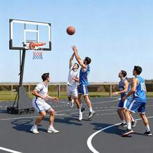 Portable Basketball Stand, 7.55 To 10 Ft Height Adjustment Basketball Hoop & Goal, Basketballs Hoop Outdoor With 54 Inch PC Backboard For Schools, Parks, Forward-Tilting Design - 7.55 to 10 Ft - View 9