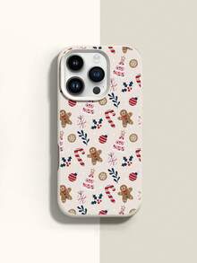 1pc Creative Personalized Full Screen Christmas Tree Candy Cane Gingerbread Man Leaf Polka Dot Pattern Phone Case, Liquid Silicone Large Hole Anti-Drop Soft Shell Protective Cover Compatible With Samsung A23/A24/A25/A32/33/S25 Apple 11/12/13/14/14plus/15/15plus/16/16plus/7/8plus/17/17pro/18pro/18pm And Other Models - Multicolor - View 3