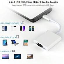 Pembaca Kartu Type-C ke SD/TF, Portabel 2-in-1 Slot Ganda, Kompatibel dengan Ponsel dan Laptop, Adaptor Memori Kamera, Cocok untuk Ponsel/Tablet Android, Mendukung Transfer Foto Cepat - Putih - View 5