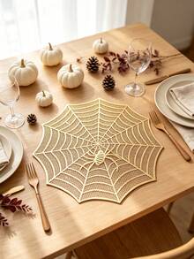 1/4/6 buah Alas Meja PVC Motif Jaring Laba-laba dengan Lapisan Emas, Cocok untuk Dekorasi Meja Pesta Pernikahan, Alas Meja Halloween, Alas Mesin Kopi, Alas Anti Selip dan Tahan Panas, Cocok untuk Pesta Pernikahan, Perayaan Hari Raya, Piknik, Berkemah, dan Dekorasi Meja Pesta Ulang Tahun - MultiWarna - View 4