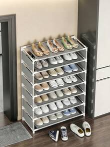 Multi-Layer Large Capacity Dust-Proof Shoe Rack, Metal Shoe Storage Organizer For Dorms And Apartments, Stackable Floor-Standing Shoe Shelf, Easy Assembly Home Entryway Storage Essential - Black - View 12