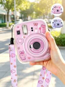 Fujifilm Mini 13 硬 PC 相機保護殼,防摔防刮透明保護殼 + 可調節印花掛繩 + DIY 卡通貼紙,耐用抗黃變保護套,適合旅行、戶外與日常攝影 - 查看 2