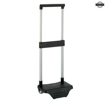Safta Kleine rugzak met wieltjes, model Pant Black C, zwart, 22x17x67, 5 cm open (22x17x40 cm gesloten), universele bevestiging, afneembaar handvat