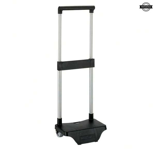 Safta Kleine rugzak met wieltjes, model Pant Black C, zwart, 22x17x67, 5 cm open (22x17x40 cm gesloten), universele bevestiging, afneembaar handvat