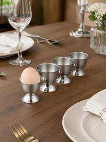 1PC Titanium Alloy Egg Holder, Gold & Silver Mini Egg Cup, Soft‑Boiled Egg Serving Tray, Kitchen Accessories, Kitchen Essentials, Breakfast Table Decor, Kitchen Dining Tableware Accessory For Hard & Soft Boiled Eggs - Multicolor - View 3