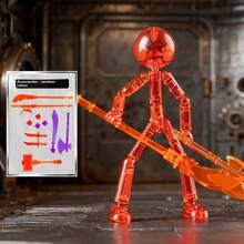 Cool Action Stickman Figurine, Multi-Joint Movable Humanoid Model, DIY Assembly Model, Suitable For Teenagers Office Desk Decoration, Gift, Party - Multicolor - View 18