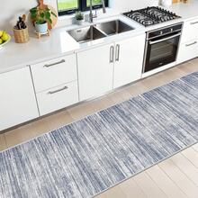 Alfombra de pasillo antideslizante para dormitorio, alfombra lavable con reverso de goma - Alfombra suave de pelo corto para cocina, lavandería, baño (61 x 244 cm, beige/marfil) - Azul - Ver 6