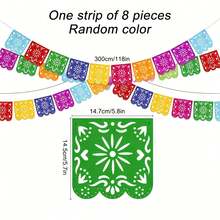 5 Pcs (40 Pieces) Mexican Felt Banners, Colorful Day Of The Dead Party Decorations, Holiday Birthday Party Decor, Day Of The Dead Garland, Mexican Decor, Wedding Holiday Party Halloween Christmas Decorations - A - View 11
