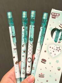 4pcs Chocolate Mint Cake Automatic Pencil, Girly Style Student Pencil, Durable, 0.5mm Lead - Chocolate - View 6